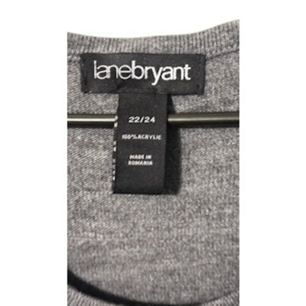Lane Bryant Plus Size Gray Ribbed Knit Sweater Dress Short Sleeve Midi 22/24 - Picture 2 of 3